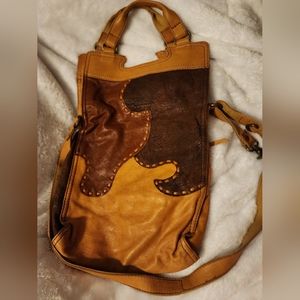 XLarge 70's Leather Style Hobo Bag by Lucky Brand in shades of brown